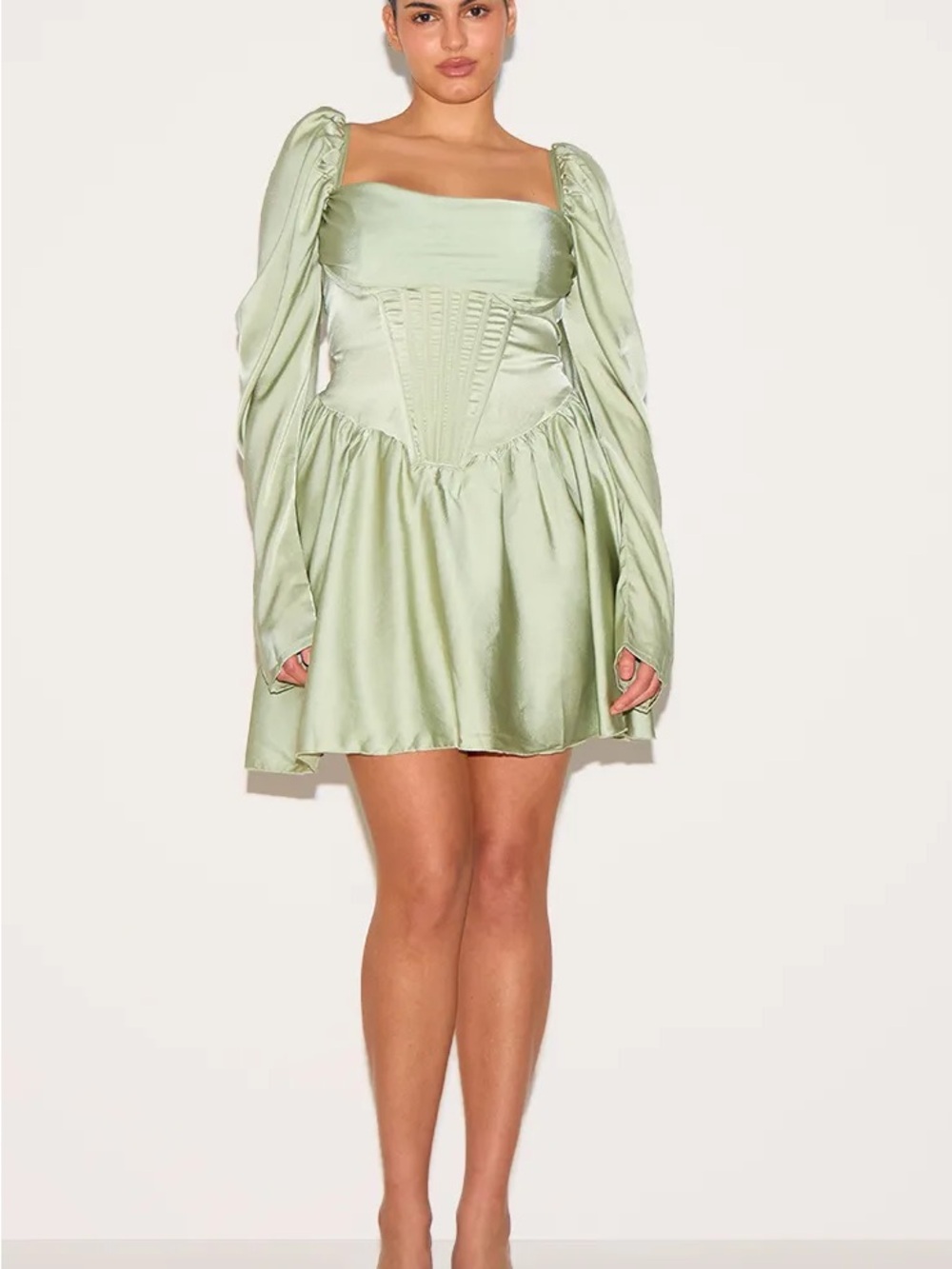 PrettyLittleThing Plus Sage Green Strappy dress